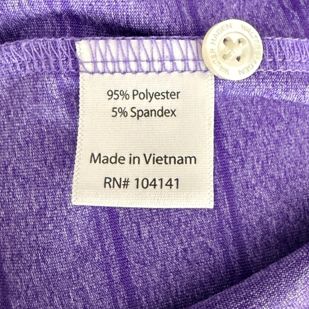 Walter Hagen Mens Purple Striped Golf Polo Shirt Large Performance Short Sleeve - Picture 7 of 10